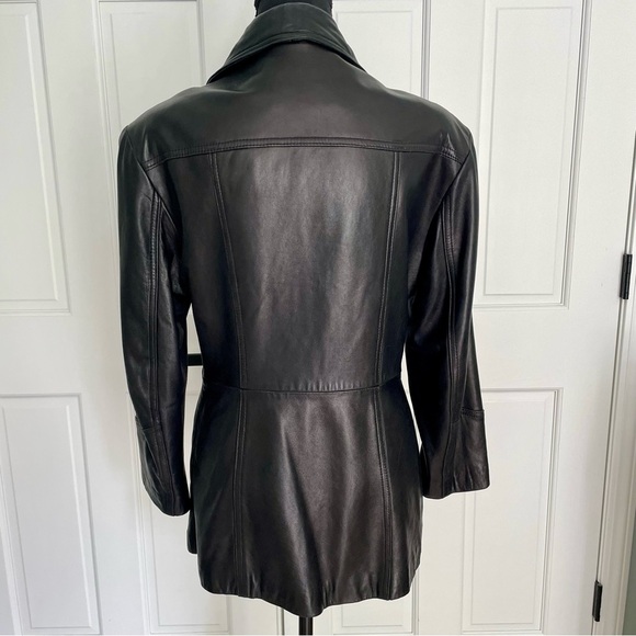 Luis Alvear 100% Soft Leather Black Leather Jacket Coat w/Button Front Medium - Picture 3 of 9